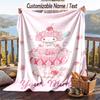 Custom Text Flannel Throw Blanket, Lightweight Cozy Bed Sofa BlanketMy Melody