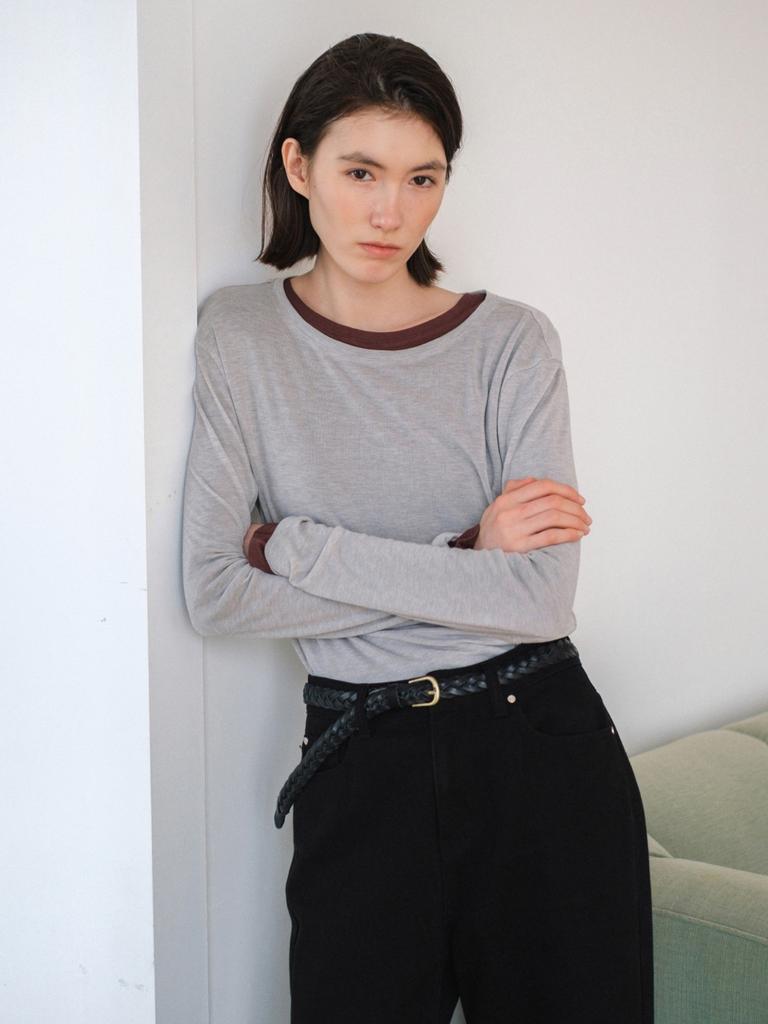 ATCORNER Soft Wool Layered T-Shirt Light Grey At6Tsc014Le