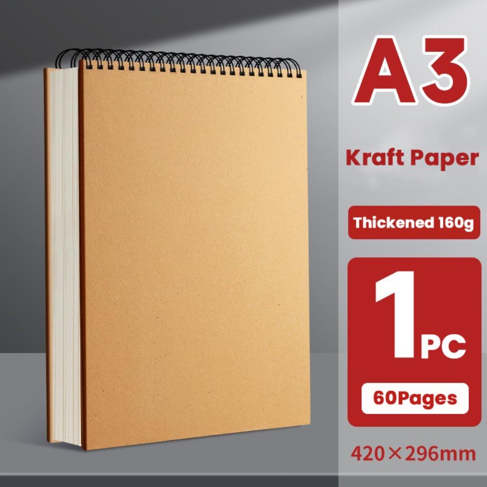 Flip-up Art Sketchbook Kraft Paper Spiral Notebook Simple Blank Painting Paper Art Student
