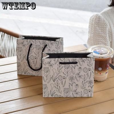 WTEMPO Creative DIY Flower Tote Bags Simple Gift Paper Packaging Bags Store Shopping Bags Items Storage Bags