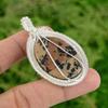 925 Silver Honey Dendrite Opal Gemstone Bezel Engagement Wife Wire Wrap Pendant