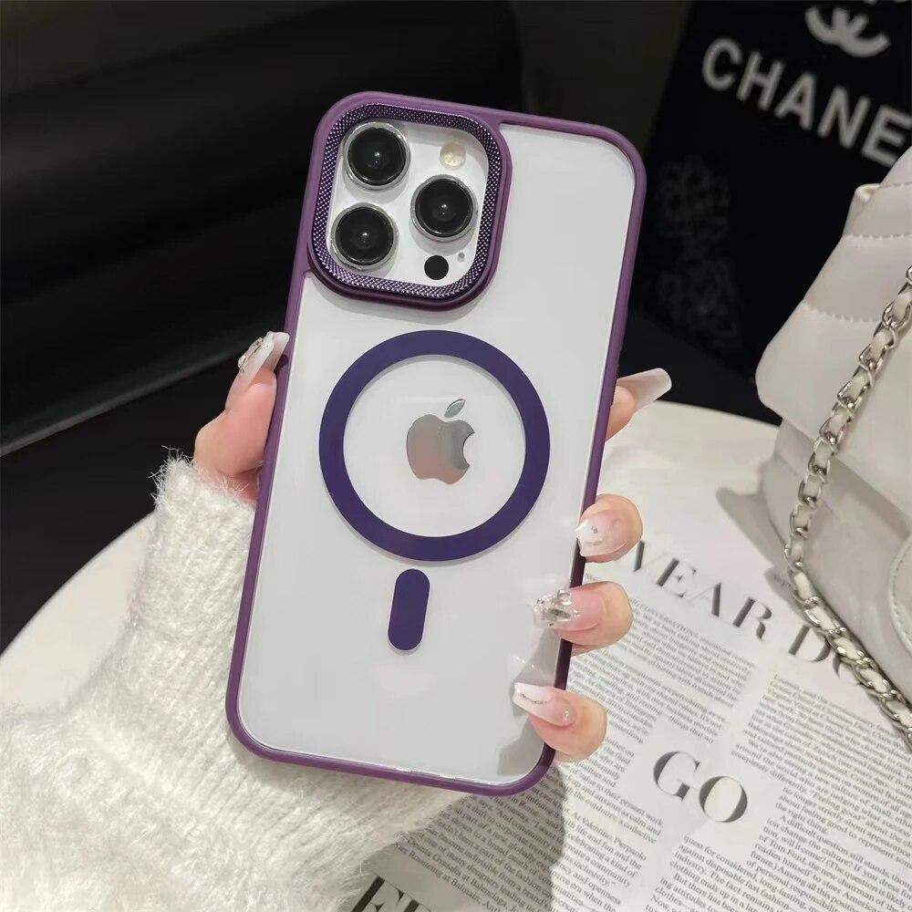 Clear Phone Case For iPhone 14 Pro Case iPhone 11 13 12 15 Pro Max Plus Shockproof Soft Bumper For Magsafe Wireless Charge Cover