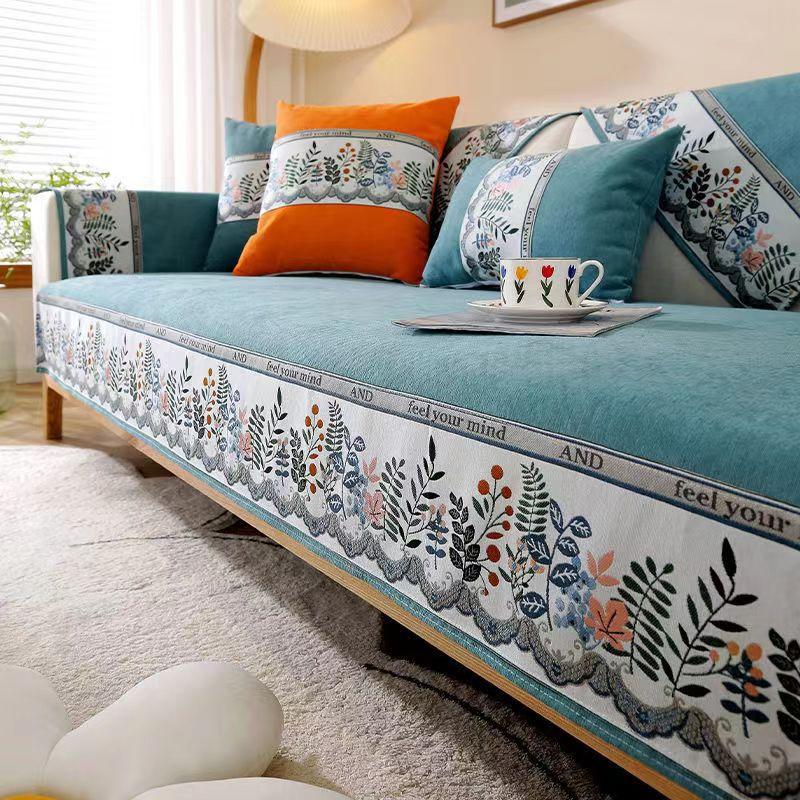 

Роскошный жаккардовый чехол для дивана с окантовкой из шенилла, чехол для дивана, нескользящее кресло, подушка для сиденья, угловой диван, полотенце для гостиной 70x70