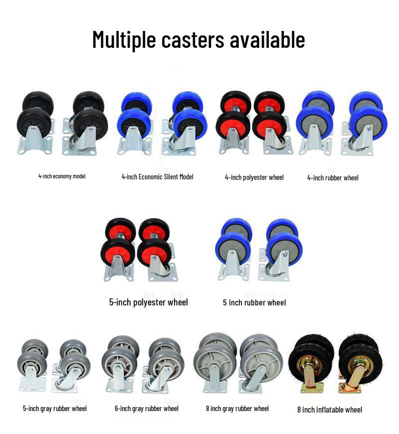 Lightweight Folding Flatbed Hand Truck - Silent, Thickened Steel Plate, 4-Wheel Trolley for Household Use