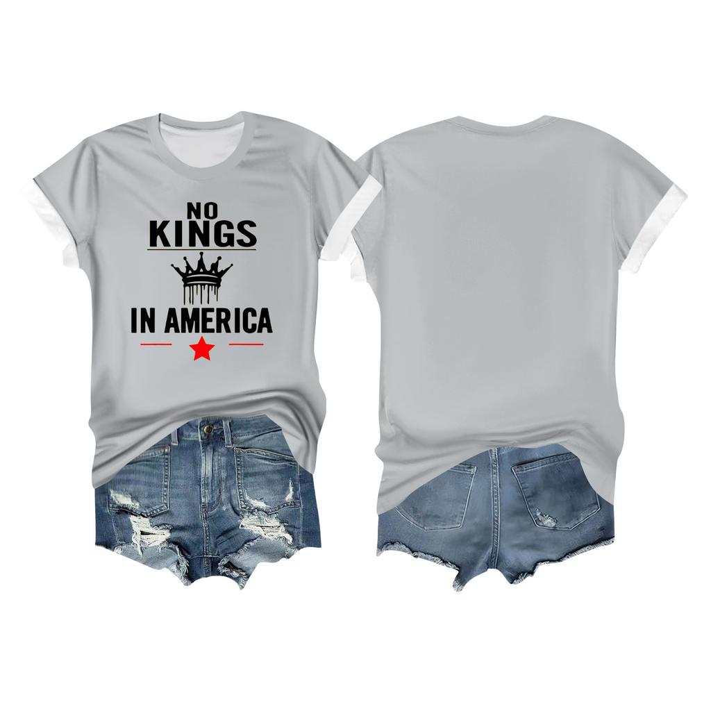 Women's Casual Printed T-shirt Round Neck Pullover Short-sleeved Top