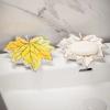 Vintage Maple Leaf Ceramic Soap Dish Bathroom Creative Gold Edge Soap Box Soap Storage Rack Household Soaps Storage Container