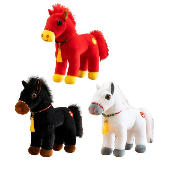 Horse Doll Soft Fabric Handmade PP Cotton Filling Stuffed Animal Doll Adults Children Horse
