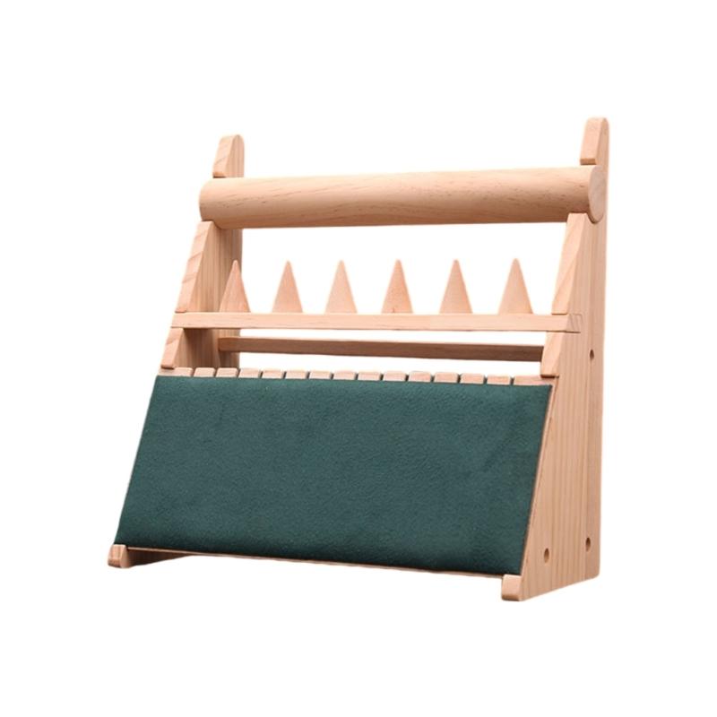 Elegant Wood Rings Holder Necklace Display Stand Fashionable Jewelry Display Rack Wood Texture for Jewelry Organization