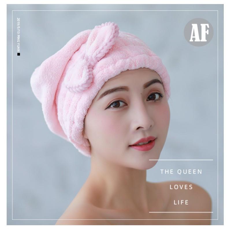 Thick Coral Fleece Hair Drying Cap With Bow Knot Women - Quick Dry Absorbent Towel Hat In Princess Style