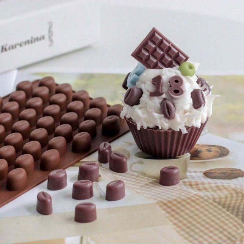 55 Cavity Mini Coffee Beans Chocolate Silicone Mould Sugar Craft Fondant Candy Mold Cake Decorating Baking Pastry Tools Hot Sale