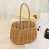 Portable Woven Basket with Handle PP Rattan Hand Woven Hamper for Fruits Vegetables Gifts