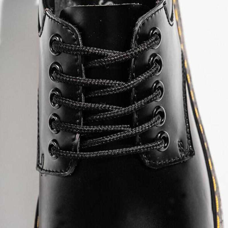 Men'S Ankle Tooling Boots Spring Autumn New Big Round Head Black Genuine Leather Shoes Men'S British Leisure Leather Shoes M952