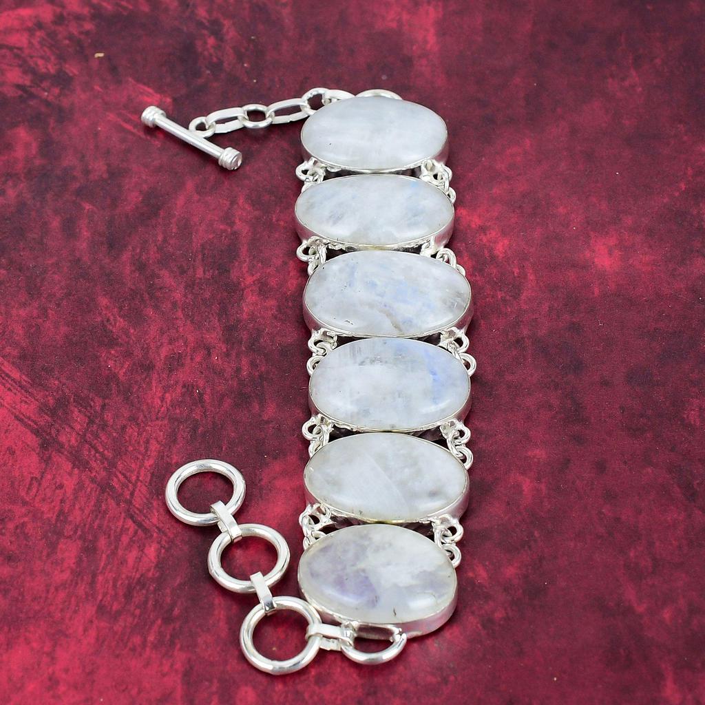 Brățară cu piatră lunii curcubeu, bijuterii din piatră prețioasă autentică, bijuterii din argint solid 925, brățară naturală realizată manual cadou pentru bijuterii pentru femei