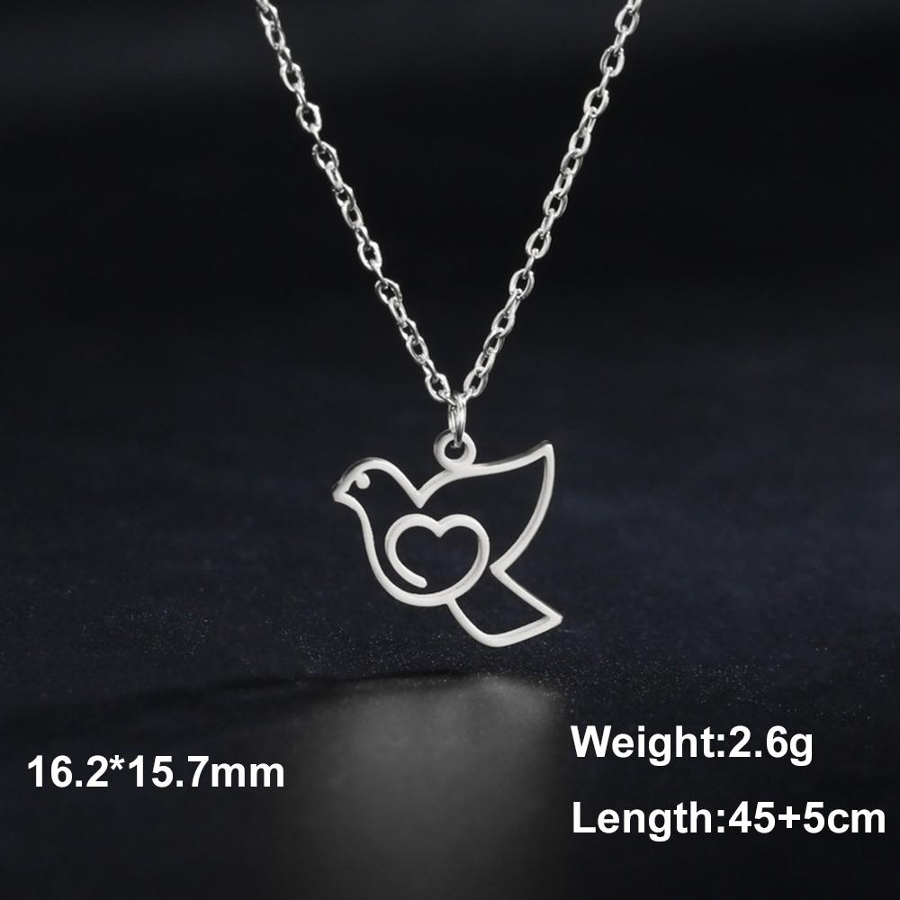 My Shape Bird Pendent Necklace for Women Peace Dove Pigeon Bird Animal Charms Necklaces Choker Chain Stainless Steel Jewelry