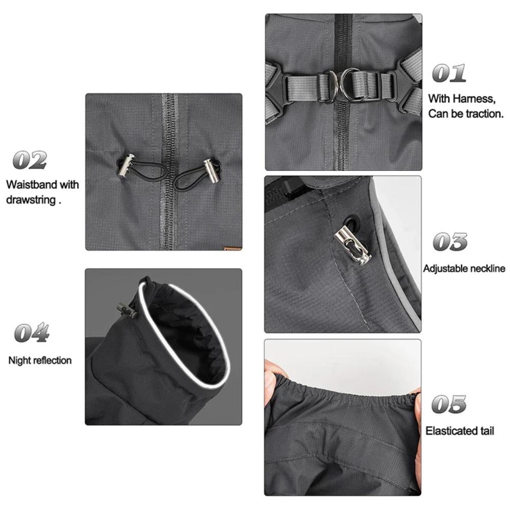 Reflective Dog Raincoat Waterproof Dog Windbreaker Overall Pet Rain Jacket  Outdoor Activities