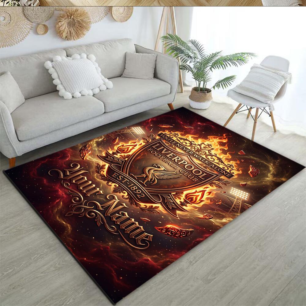Liverpool Fc Customized Name Floor Rug Office Rug Design For Playrooms Dormitory Entryway Living Rooms Antislip Rug Anime Office Decor