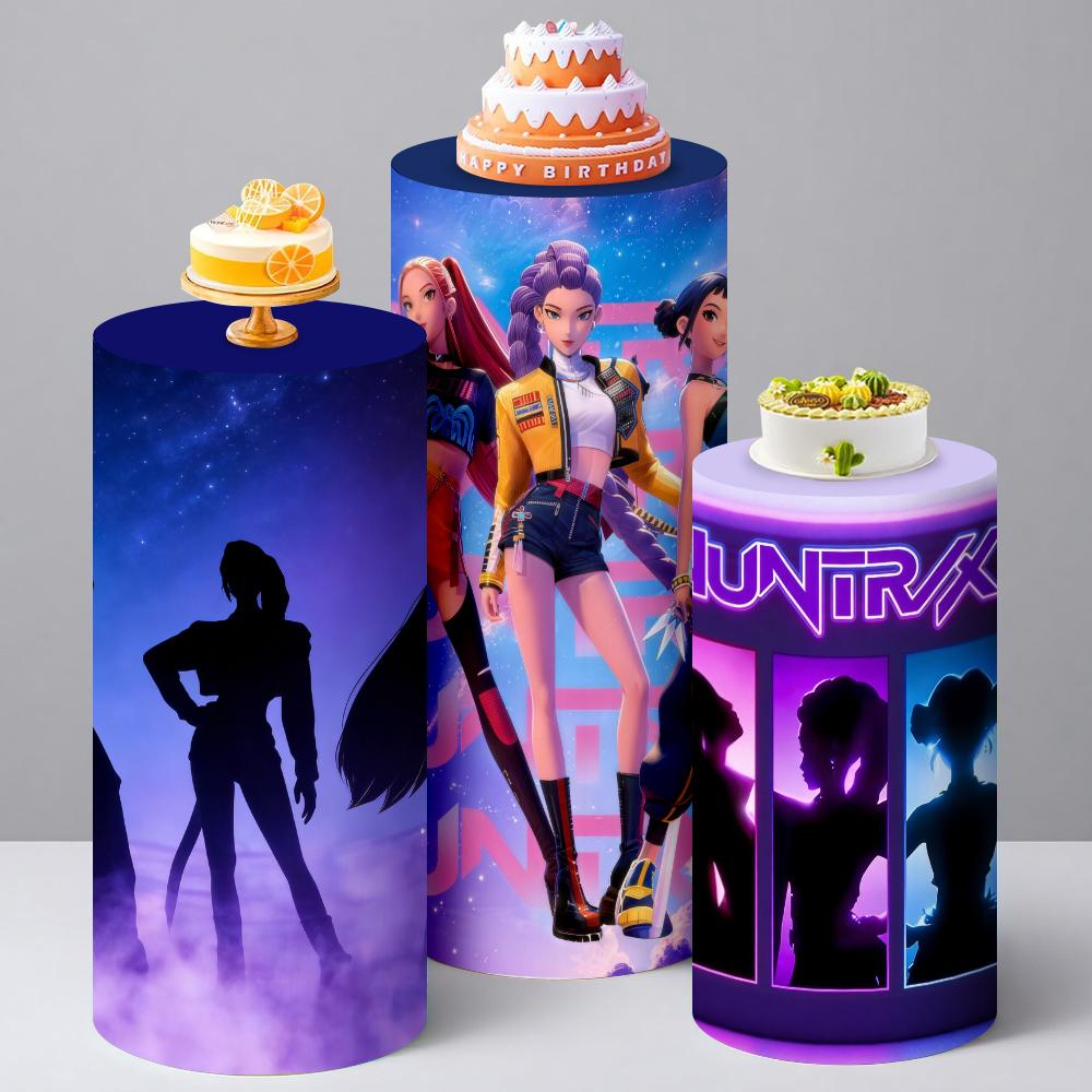 K-POP Demon Hunter Cylinder Covers Backdrop