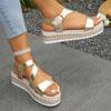 Fashion Comemore Summer New Women Sandals Hemp Rope Large Size Ankle Buckle Sandales Female Thick Bottom Casual Roman Sandalias Mujer