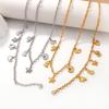 Gold-Plated Titanium Ocean-Inspired Necklace & Bracelet Set with Starfish and Fish Pendants - Versatile Women's Jewelry