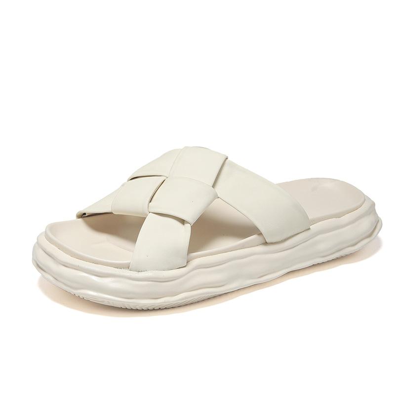 

Тапочки на платформе, верхняя одежда, мужская повседневная спортивная универсальная обувь с одним словом 2025, новая летняя дышащая пляжная обувь 4889-R 44 белый