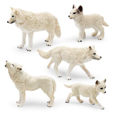 Symulacja Zwierzęta Leśne Wilk Arktyczny 5 Modeli Biały Wilk Ryczący Szczeniak Statyczna Ozdoba Zabawka