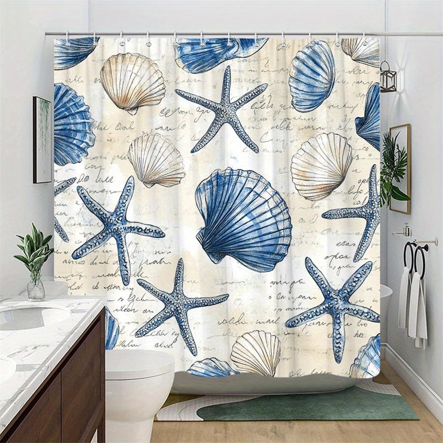 1 Piece Vintage Ocean Theme Shower Curtain, Polyester Fabric, Machine Washable, Suitable For Bathroom Hotel Decoration