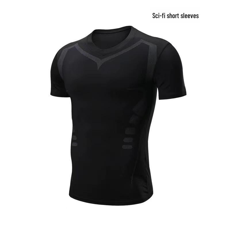 Men's Quick-Dry Summer Sports T-Shirt - Elastic, Breathable, Short-Sleeve for Running & Training