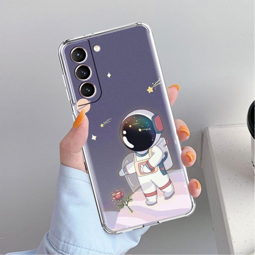 Astronaut Universe Clear Case For Samsung Galaxy S22 S20 FE S21 S10 S9 Plus Note 20 Ultra 10 Lite Transparent Phone Shell