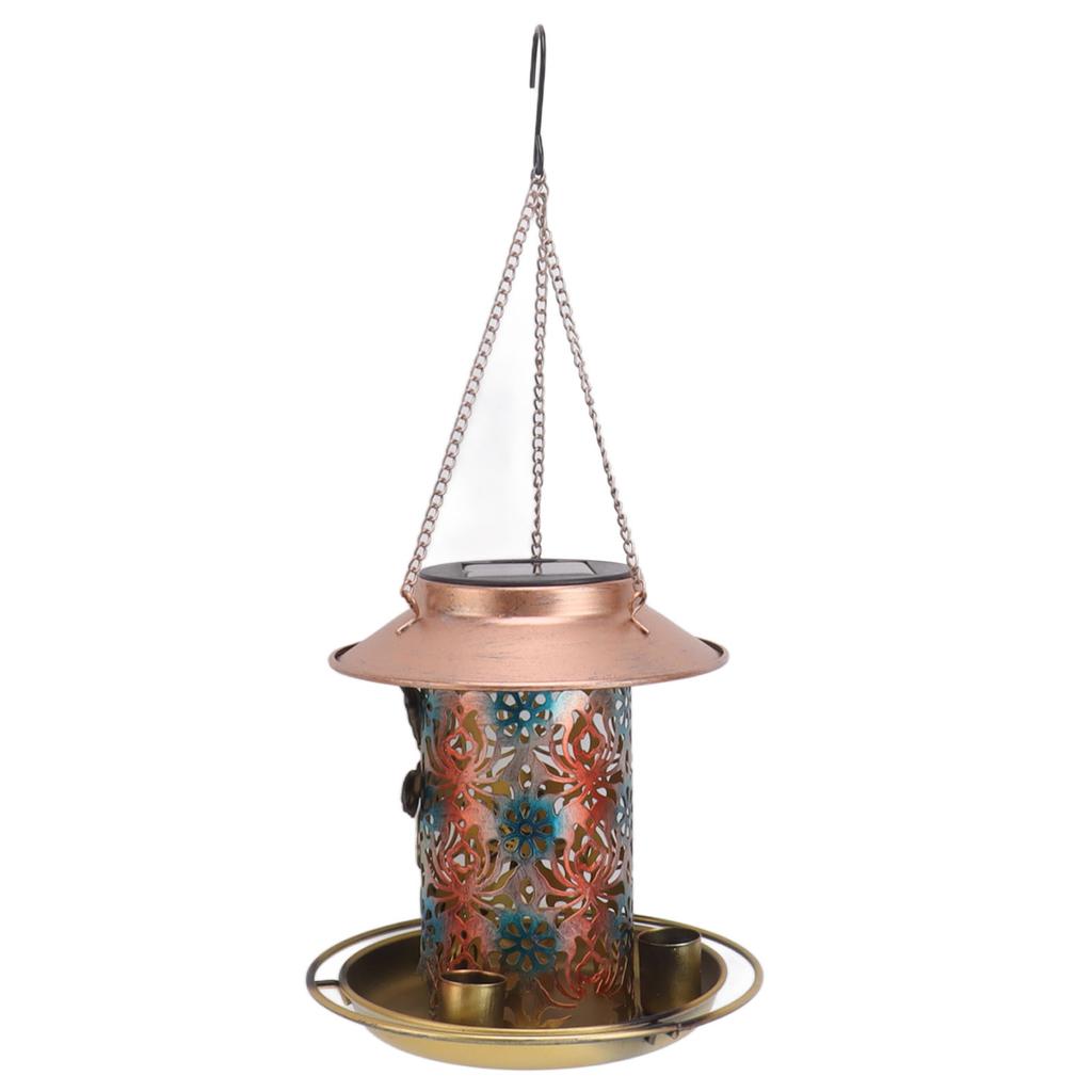 Solar Bird Feeder for Outdoors Hanging Exquisite Hollow Pattern Waterproof Retro Outside Wild Bird Feeders for Bird