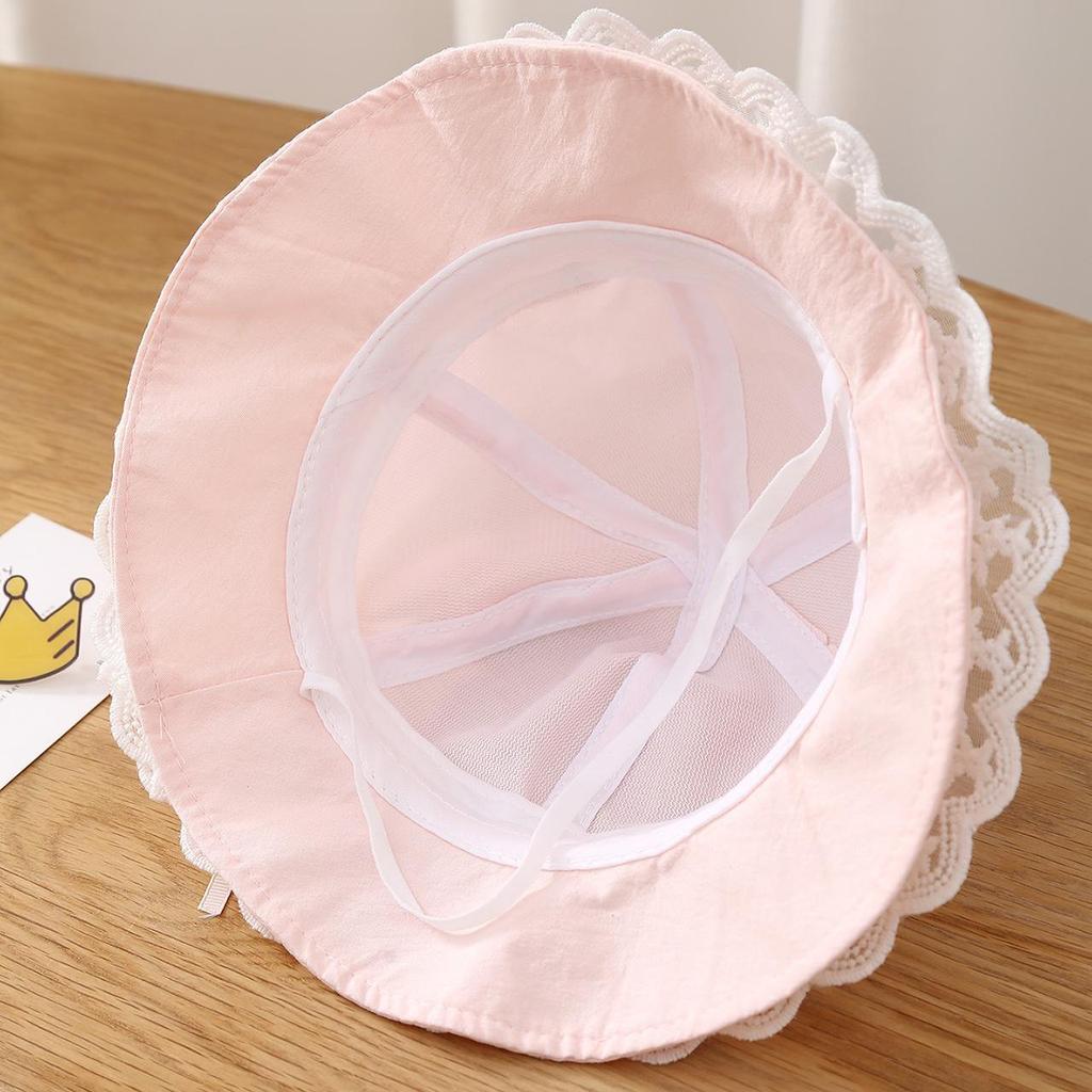 Lace Ruffle Baby Girl Fisherman Hat Solid Color Bow Sun Visors Spring Summer Bucket Cap Sweet Girl Toddler Kids Outdoor Basin Hat