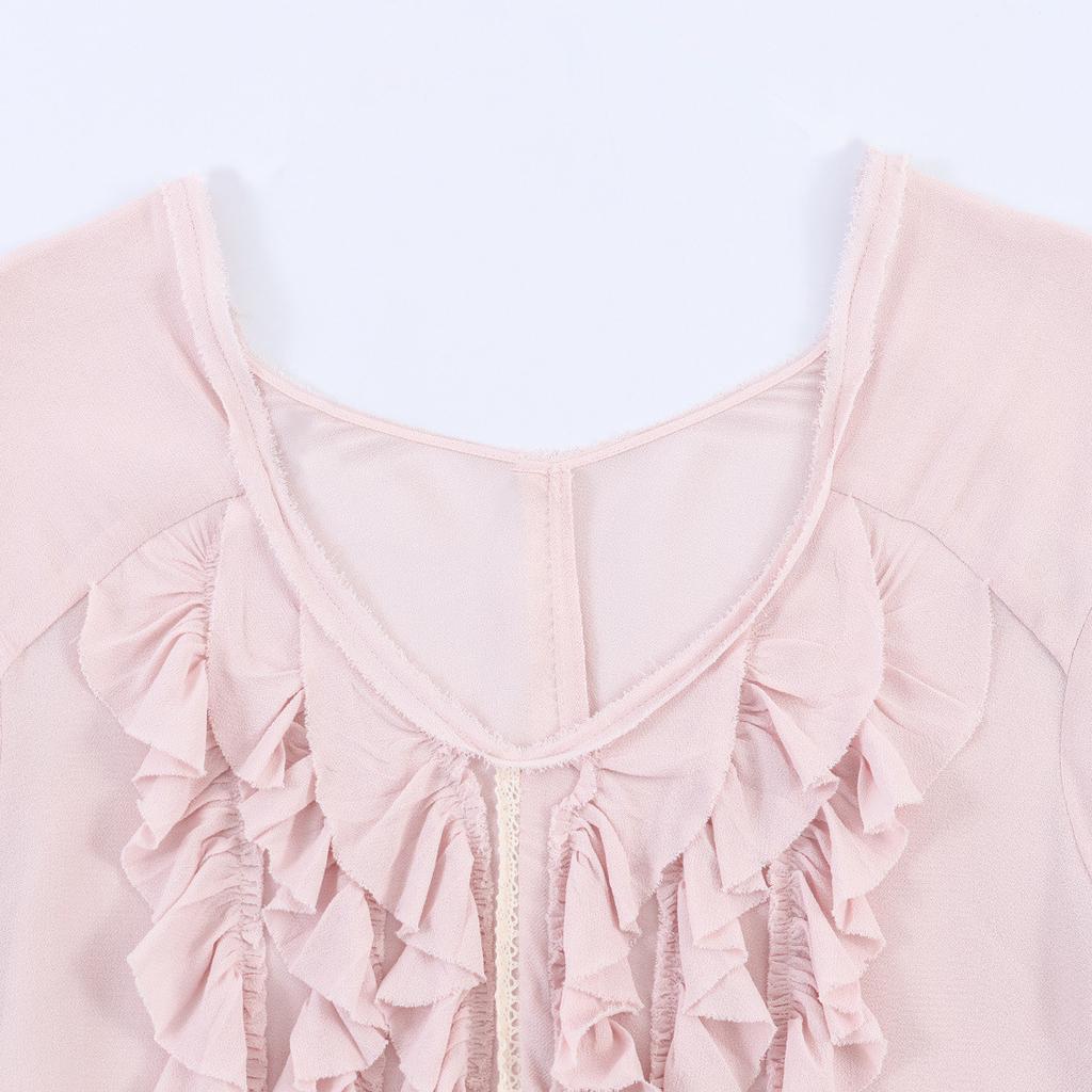 European and American Style, New Women's Clothing, Foreign Style Fashion Laminated Lace Shirt 4344401 676