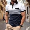 Summer Men's New Chest Fake Pocket Digital Printed Lapel Button Up Short Sleeve Top