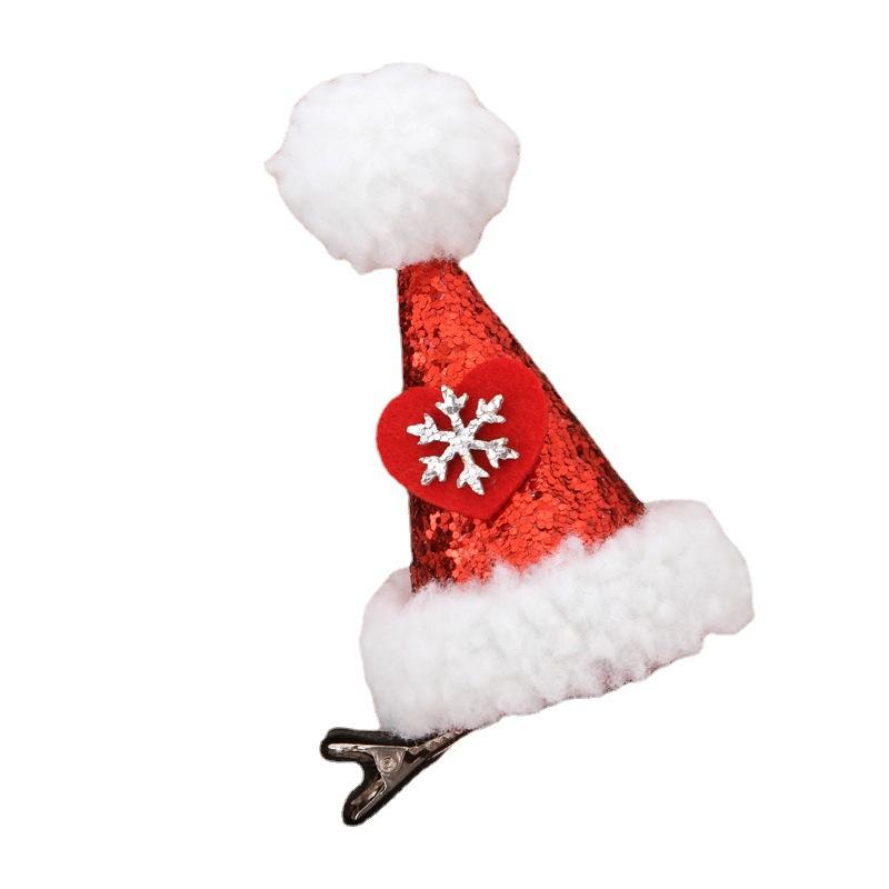 Christmas Hat Hairpin Adult Children Sequined Hat Duckbill Clip Cartoon Hairpin Headgear Christmas Hairpin