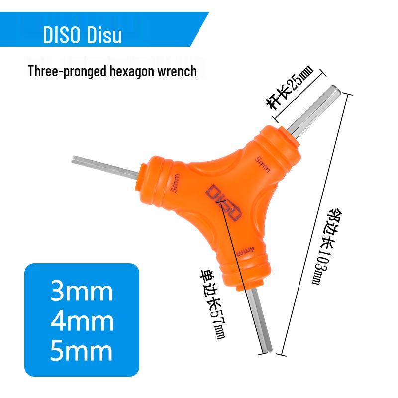 Three-Pronged Hexagonal Multi-Purpose Wrench: Flat Head, Phillips Head, and Inner Hexagonal for Air Conditioning Maintenance