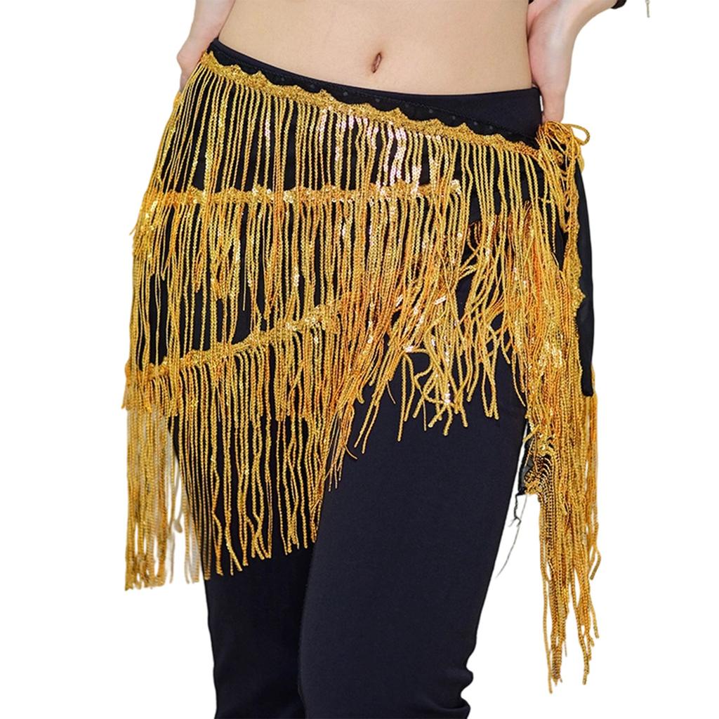 Damski Łańcuszek na Biodra do Tańca Brzucha z Paskiem na Biodra z Płatkami i Frędzlami