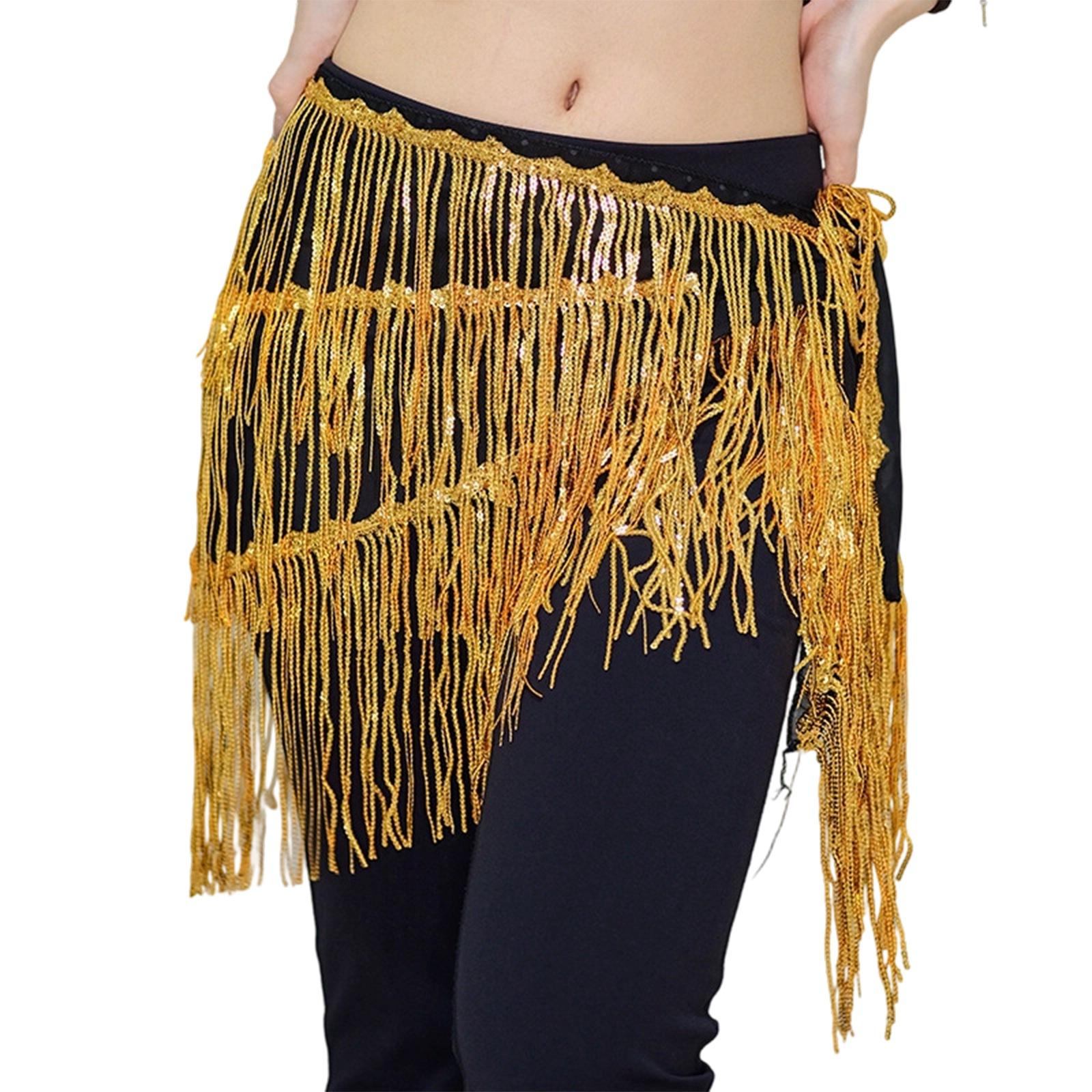 

Женская цепочка на талию для танца живота, хип-шарф с пайетками и кисточками One Size