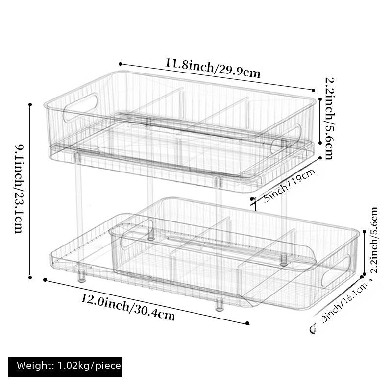 Double-Layer Pull-Out Cosmetic & Kitchen Storage Rack with Transparent Drawers