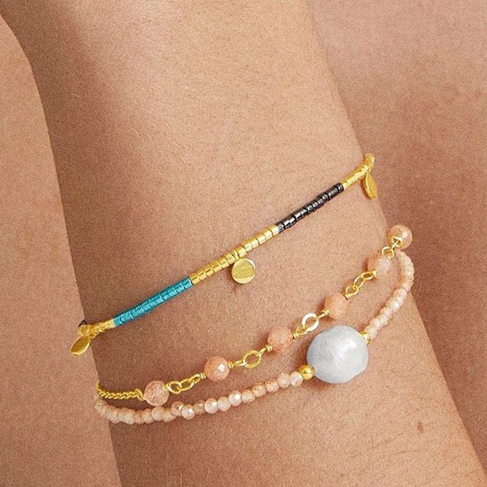 Bracelet - Ekhao - Alliage Plaqué Or Jaune 18 Carats - Zircone Champagne - Taille Unique - Orange