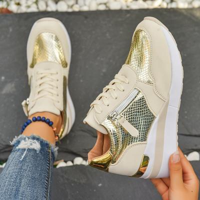 Fashion Spring Women Sneakers 2025 New Solid Color Thick Bottom Outdoor Shoes Women Wedge Mesh Platform Shoes Trend Comfortable Sneakers