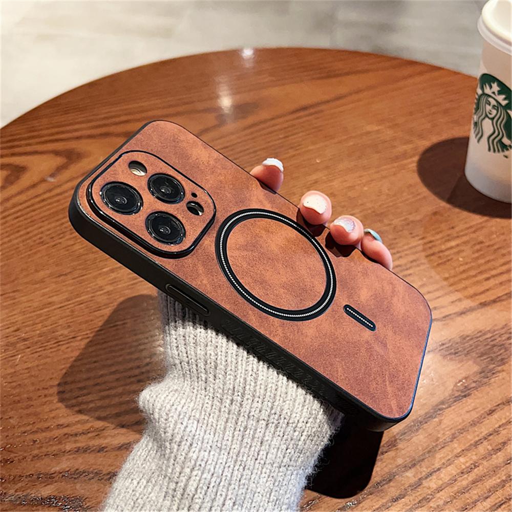 Leather For Magsafe Magnetic Case For iPhone 16 15 Pro Max 14 13 12 11 XR XS X  Wireless Charge Silicone Camera Protection Cover