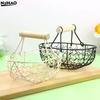 Cesta de Almacenamiento de Alambre Metálico con Asa Portátil Organizador Portahuevos Fruta Pan Cesta de Frutas Creativa Para Cocina Hogar Picnic