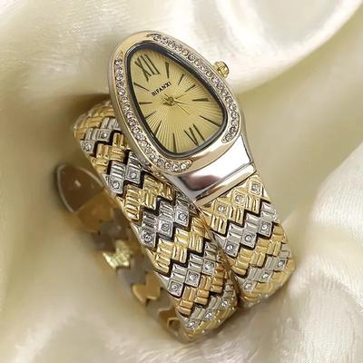 Bracciale Serpente Orologio al Quarzo Avvolgente Quadrante Borchiato Nicchia Temperamento Orologi da Donna