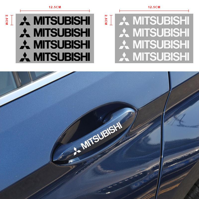 4PCS Car Styling Door Handle Reflective Stickers Vinyl Decoration For Mitsubishi Outlander Pajero ASX Car Rear Trunk Protector