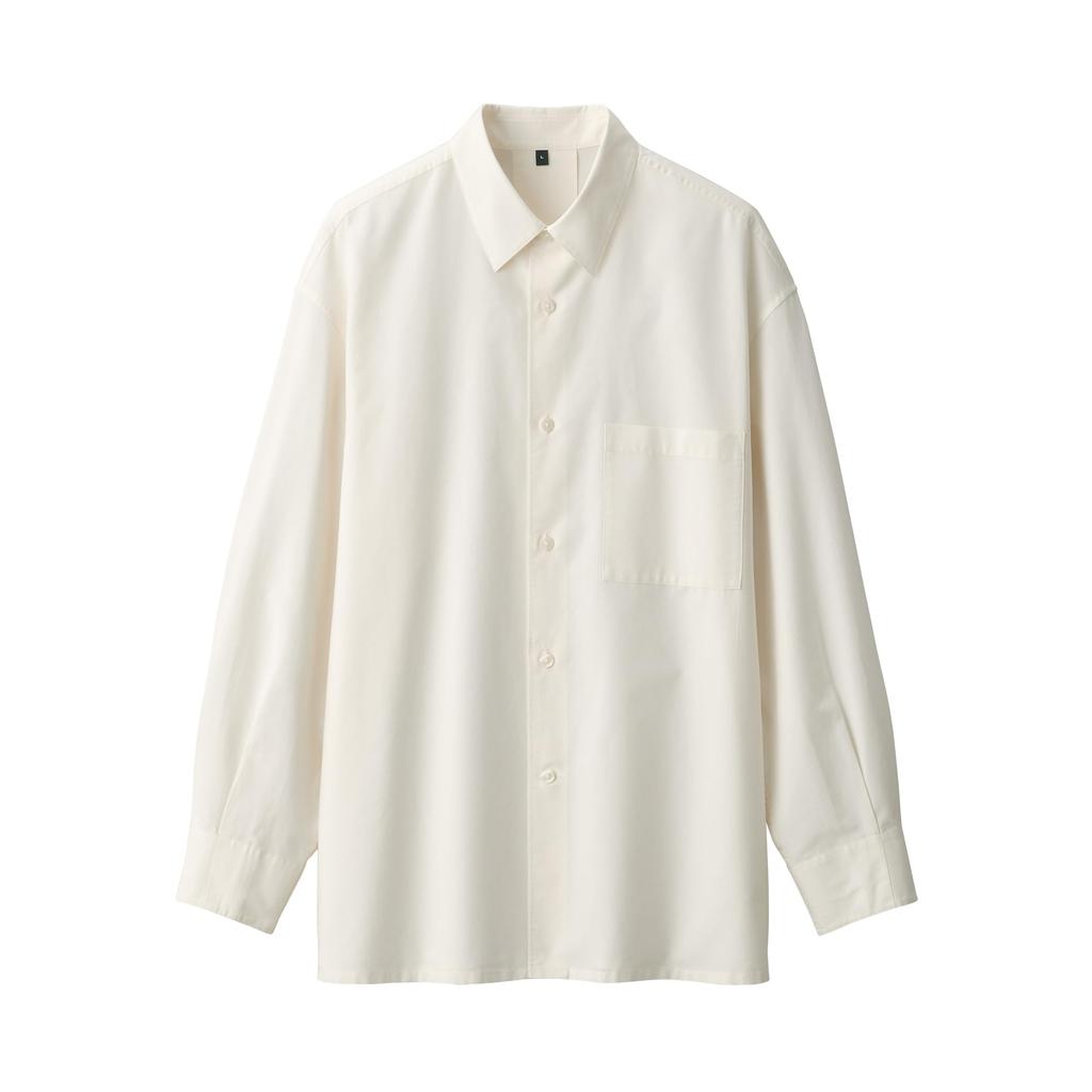 MUJI Men's Washi-Blend Poplin Shirt, BG1RFA4A, Off-White, Men's Size S