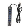 True 2.0 USB Hub: 6-Port Splitter Docking Station with 2-in-1 Card Reader for File Transfer