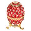 Egg Trinket Box Zinc Alloy Sparkling Rhinestone Exquisite Elegant Metal Jewelry Box for Family Office Storage Red