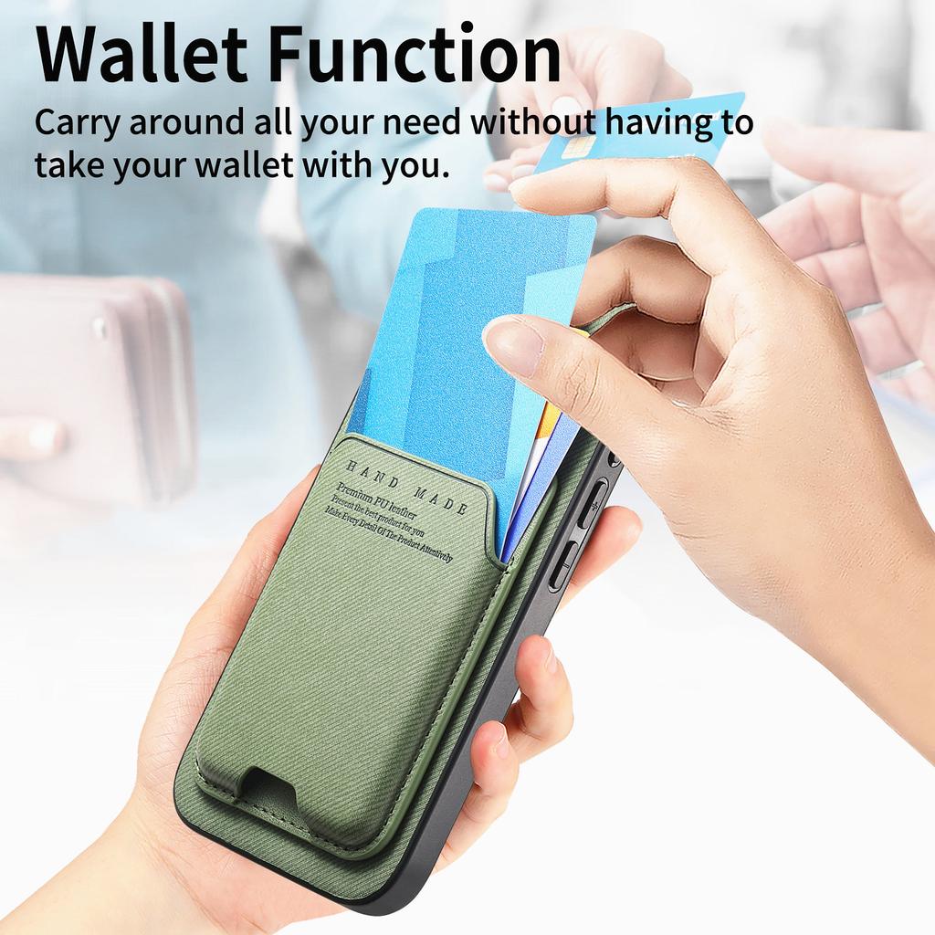 For iPhone Air Case Cloth Texture Leather+PC+TPU Phone Cover with Card Holder Kickstand