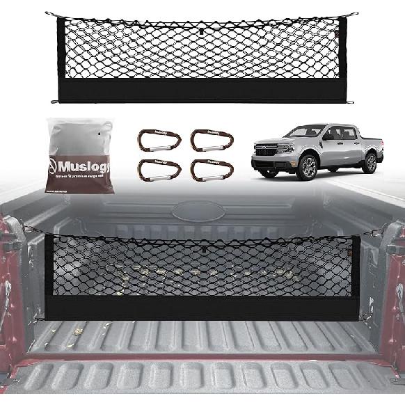 Muslogy Truck Bed Cargo Net Compatible With Honda Ridgeline 2017-2024 2025 Accessories Storage Organizer Pickup Truck Bed Envelope Style Cargo Net
