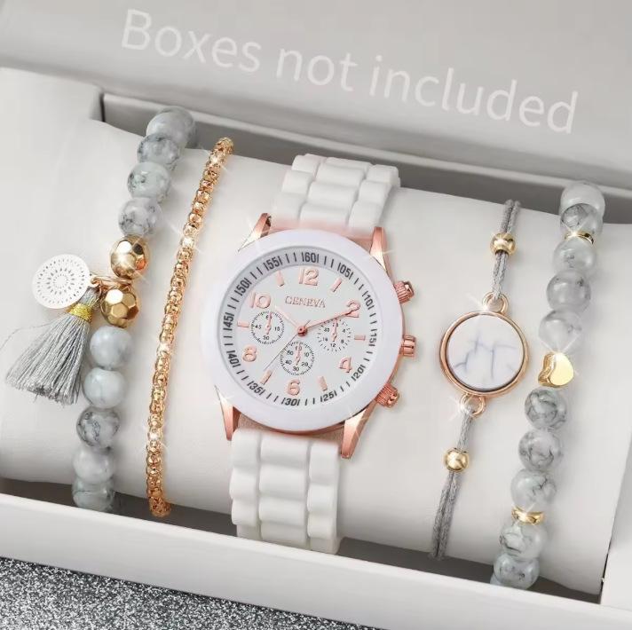 Simple And Versatile Fashion Women'S Watch 5Pcsset Boutique Gift Set For Women