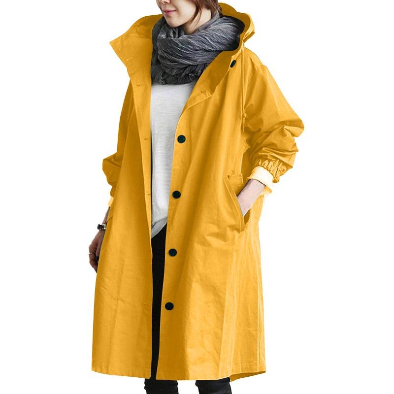 Autumn Long Sleeve Casual Plus Size Hooded Coats Women Fashion Think Mid Length Loose Outerwear Jackets Women Solid Elegant Street Solid Jacket 25331